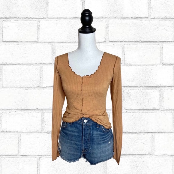 Urban Outfitters Tops - Urban Outfitters Out From Under Chestnut Brown Reverse Seam Long Sleeve Top
